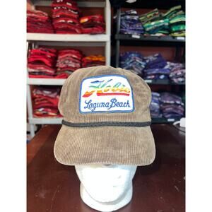 Vintage Hobie Hat Laguna Beach Brown Corduroy Worn Cap Headwear VTG Imperial